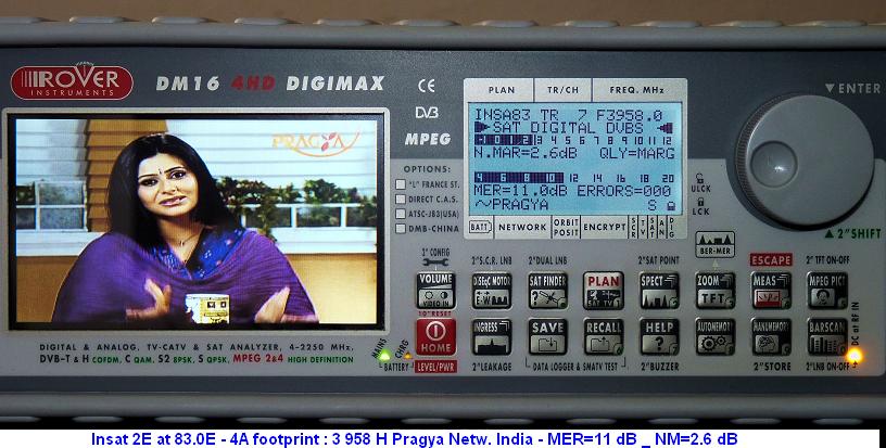 Insat 4A at 83.0e  C band